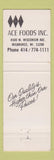 Matchbook Cover - Ace Catering Foods Milwaukee WI