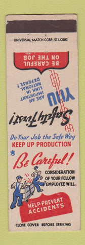 Matchbook Cover - Safety Prevent Accidents Army Navy Uchtorff Davenport IA