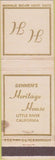 Matchbook Cover - Dennen's Heritage House Little River CA STAIN