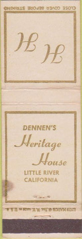 Matchbook Cover - Dennen's Heritage House Little River CA STAIN