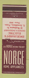 Matchbook Cover - Norge Appliances Engelhardt's Electric East Stroudsburg PA