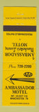 Matchbook Cover - Ambassador Motel Manchester TN