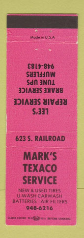 Matchbook Cover - Mark's Texaco oil gas Lee's Repair