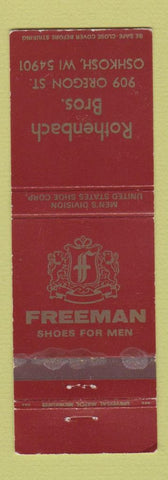Matchbook Cover - Freeman Men's Shoes Rothenbach Bros Oshkosh WI WEAR