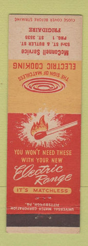 Matchbook Cover - Electric Ranges Frigidaire McConnell Pittsburgh?