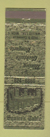Matchbook Cover - Squire's Table Walled Lake MI