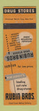 Matchbook Cover - Rubin Bros Drug Newark Kearny Elizabeth Paterson NJ