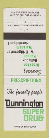 Matchbook Cover - Dunnington Super Drug Brockton Holbrook Hanson Wareham MA