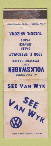 Matchbook Cover - Van Wyk Volkwagen Tucson AZ Porsche WORN