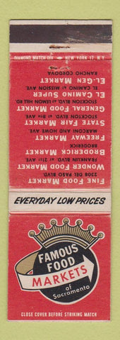 Matchbook Cover - Famous Food Markets Grocery Sacramento CA WEAR