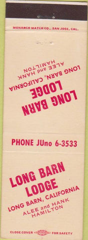 Matchbook Cover - Long Barn Lodge CA