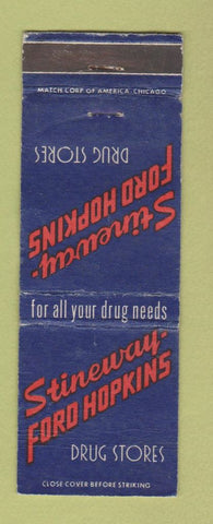 Matchbook Cover - Stineway Ford Hopkins Drug Stores WEAR