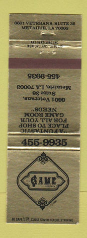 Matchbook Cover - Game Company Metairie LA