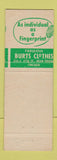 Matchbook Cover - Burts Clothes Chicago IL MISCUT