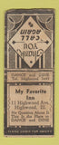 Matchbook Cover - My Favorite Inn Highwood IL BOBTAIL WORN