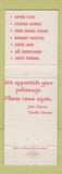 Matchbook Cover - White House Restaurant Worcester MA