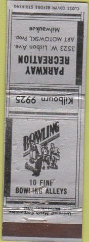 Matchbook Cover - Parkway Recreation Bowling Milwaukee WI WORN