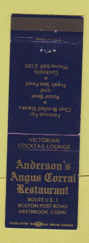 Matchbook Cover - Anderson's Angus Corral Restaurant Westbrook CT
