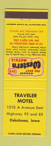 Matchbook Cover - Traveler Motel Oskaloosa IA Best Western