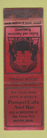 Matchbook Cover - Pompei Cafe and Bar Boston MA WORN