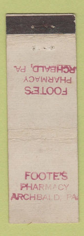 Matchbook Cover - Foote's Drug Archbald PA WEAR