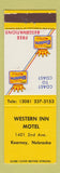 Matchbook Cover - Western Inn Motel Kearney NE Best Western
