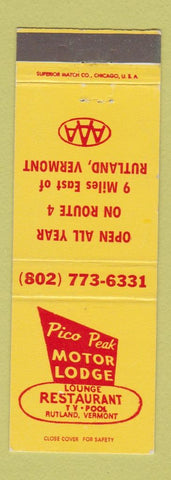Matchbook Cover - Pico Peak Motor Lodge Rutland VT