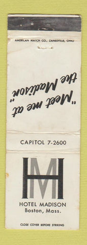 Matchbook Cover - Hotel Madison Boston MA WEAR