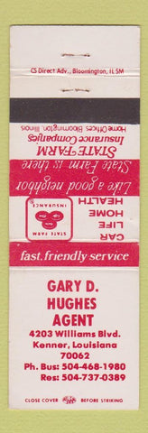 Matchbook Cover - State Farm Insurance Gary Hughes Kenner LA