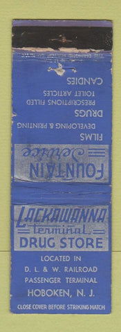 Matchbook Cover - Lackawanna Terminal Drug Store Hoboken NJ WORN