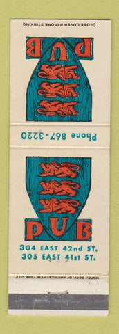Matchbook Cover - Three Lion Pub New York City