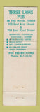 Matchbook Cover - Three Lion Pub New York City