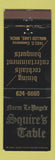 Matchbook Cover - Squire's Table Walled Lake MI