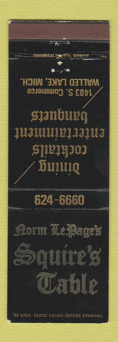 Matchbook Cover - Squire's Table Walled Lake MI
