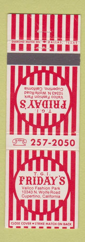 Matchbook Cover - TGI Friday's Cupertino CA