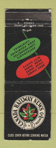 Matchbook Cover - Canada Railway News Stands stores railroad