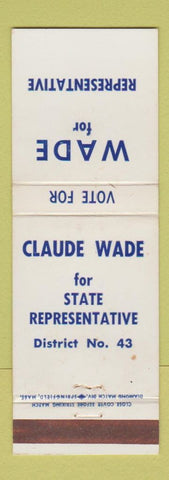 Matchbook Cover - Wade for State Representative