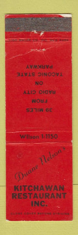 Matchbook Cover - Duane Nelson's Kitchawan Restaurant WORN