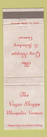 Matchbook Cover - Vouge Shoppe Montpelier VT WEAR