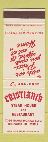 Matchbook Cover - Christiani's Stea House Hollywood CA