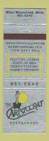 Matchbook Cover - Aristocrat Restaurant West Bloomfield MI