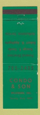 Matchbook Cover - Condo and Son Funeral Home Wilkinson IN