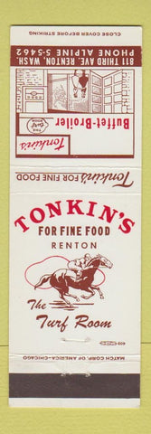 Matchbook Cover - Tonkin's Restaurant Renton WA