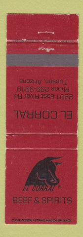 Matchbook Cover - El Corral Tucson AZ restaurant WEAR