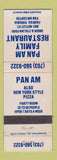 Matchbook Cover - Pan Am Family Restaurant pizza Fairfax VA WEAR