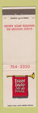 Matchbook Cover - Iron Duke Steak House Warren MI