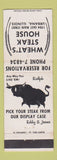 Matchbook Cover - Wheat's Steak Hous eUrbana IL