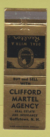 Matchbook Cover - Clifford Martel Real Estate Insurance Goffstown NH