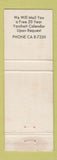 Matchbook Cover - Wenig Monuments New York City headstones funeral