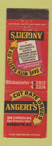 Matchbook Cover - Angert's Drug Store Brooklyn NY WEAR